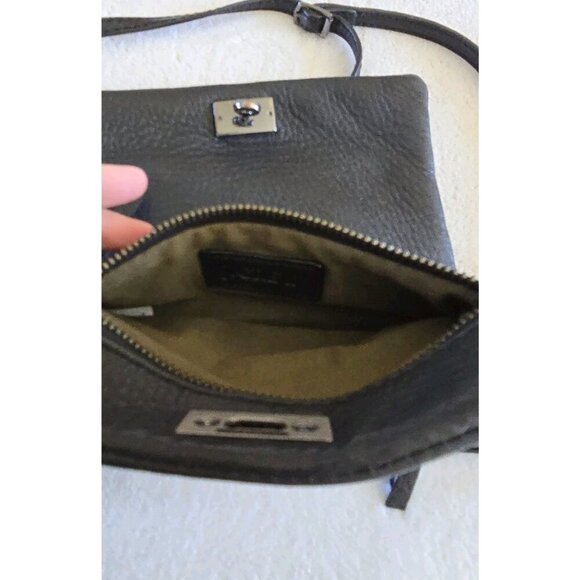 J Crew Black Leather‎ Purse Mini Crossbody Pebbled Turn Lock - Picture 4 of 10